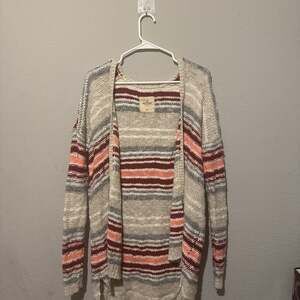 Hollister Multicolor Striped Open Front Knit Cardigan Sweater